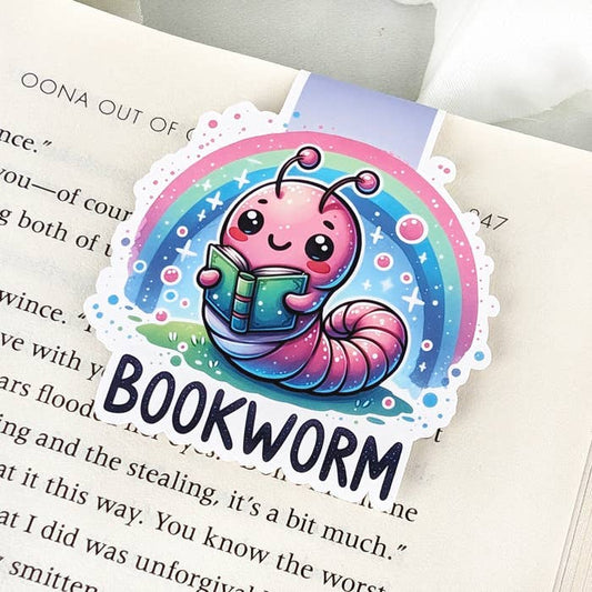 Magnetic Bookmark - Bookworm bookmark Cute rainbow bookmark