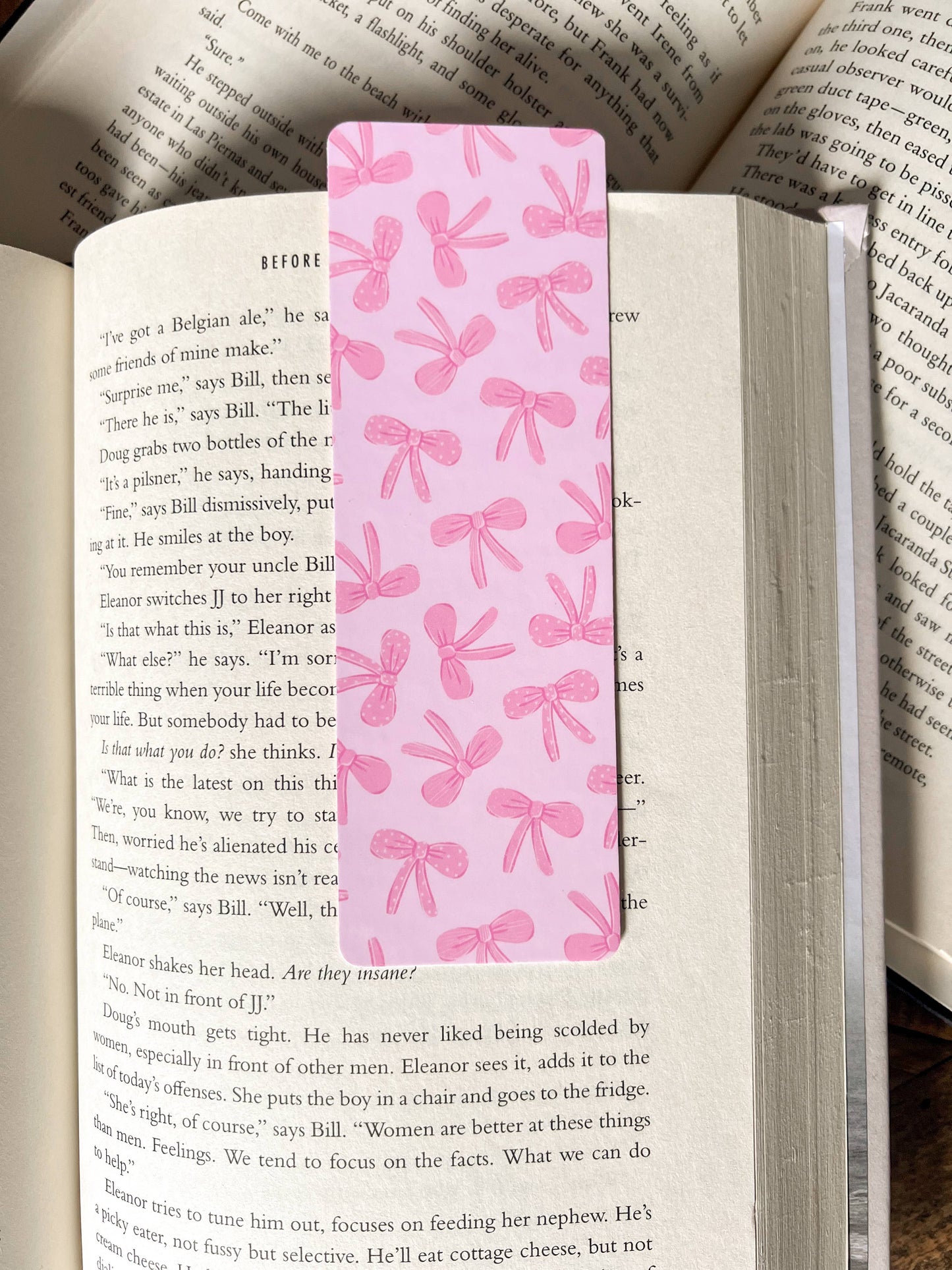 Pink Coquette Bow Bookmark: Checker / Soft Touch Matte