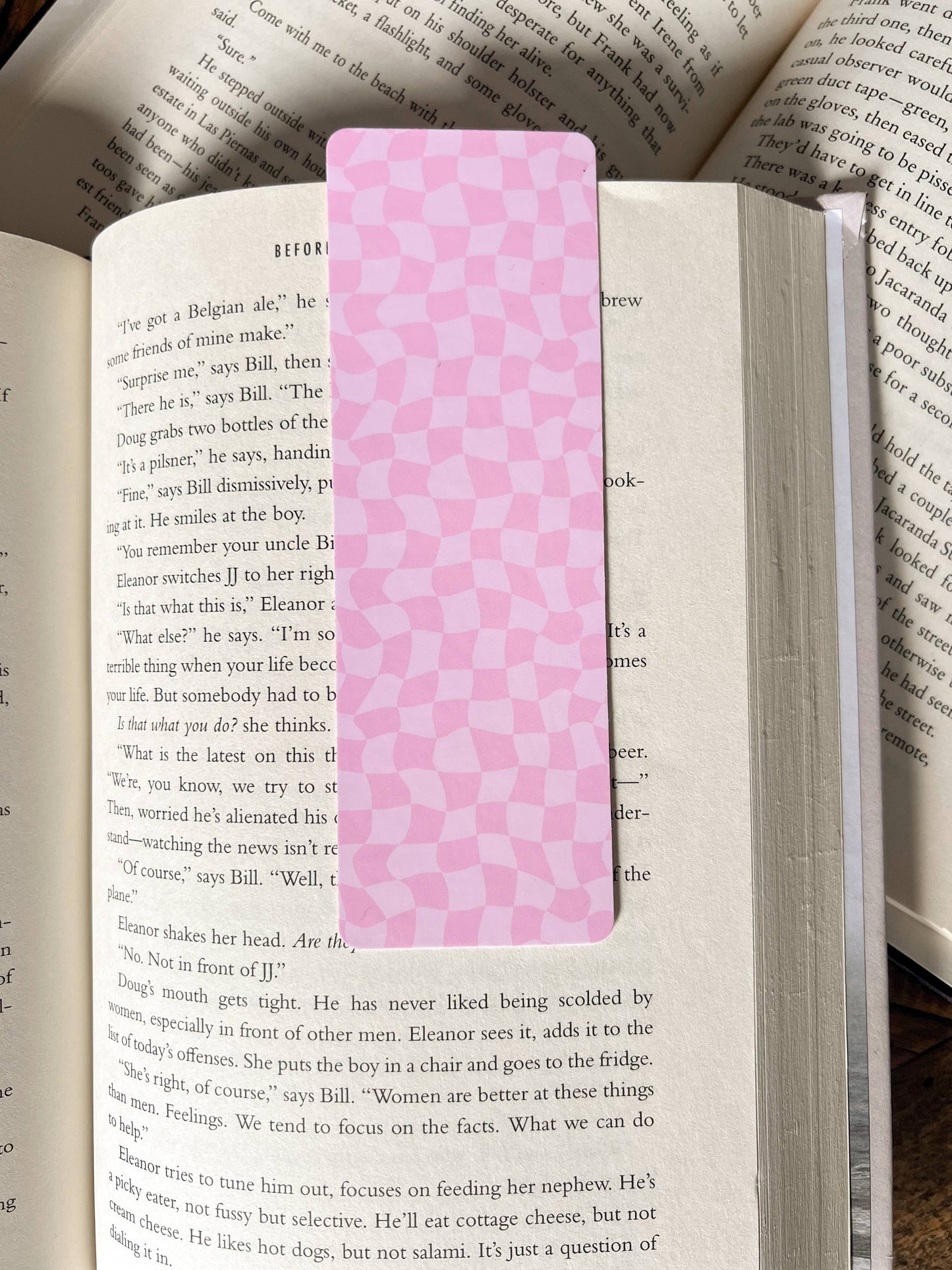 Pink Coquette Bow Bookmark: Checker / Soft Touch Matte