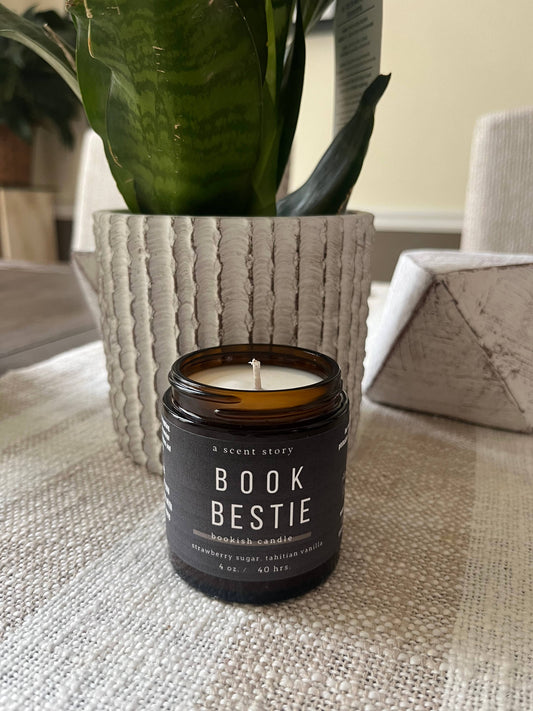 Book Bestie | Bookish Candle | Book Themed, Soy Wax 4 oz: 4 oz