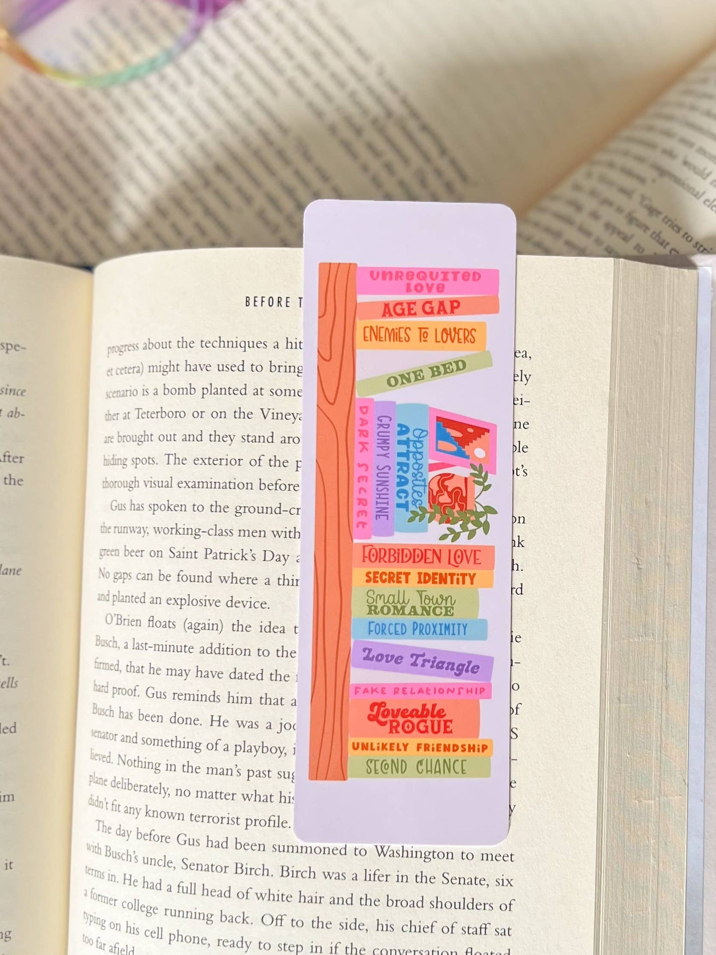 Book Trope Bookshelf Bookmark Set, Warm Tone: Book Tropes / Soft Touch Matte