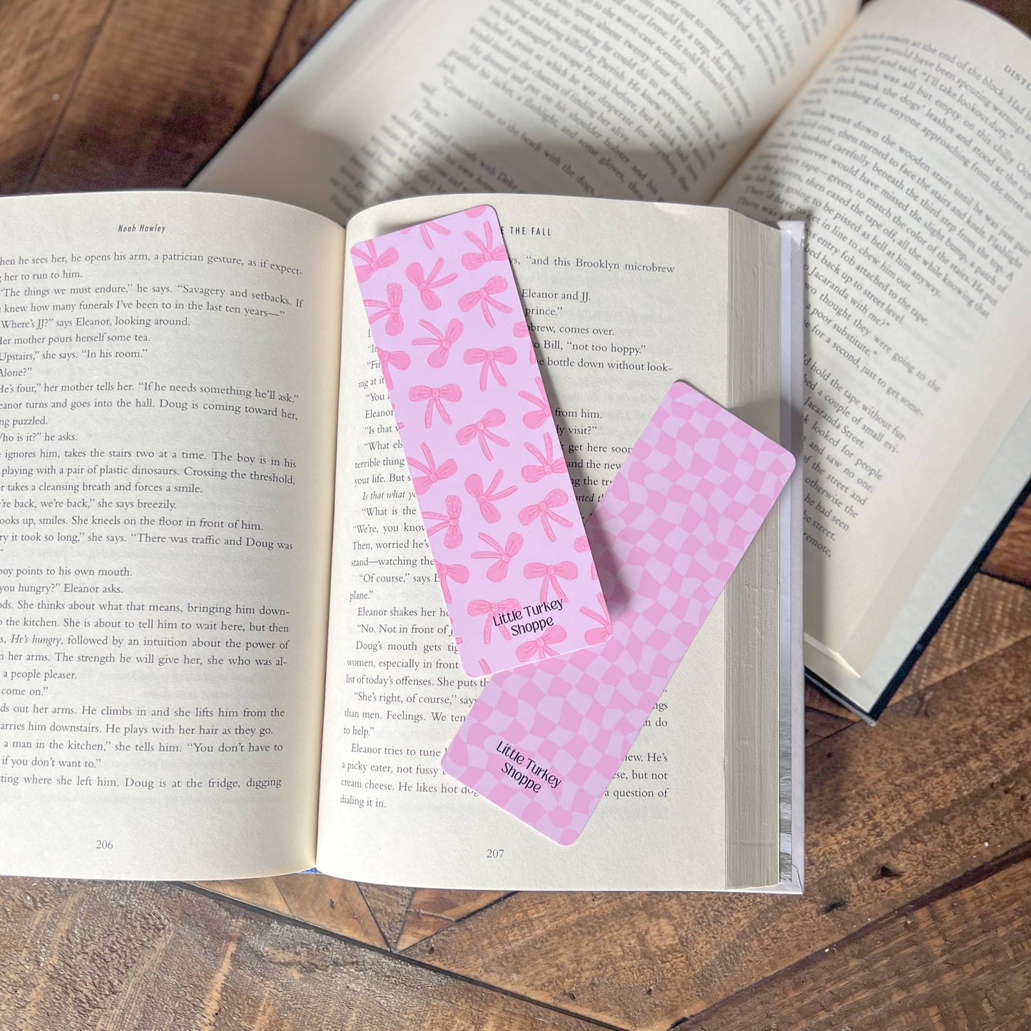 Pink Coquette Bow Bookmark: Checker / Soft Touch Matte