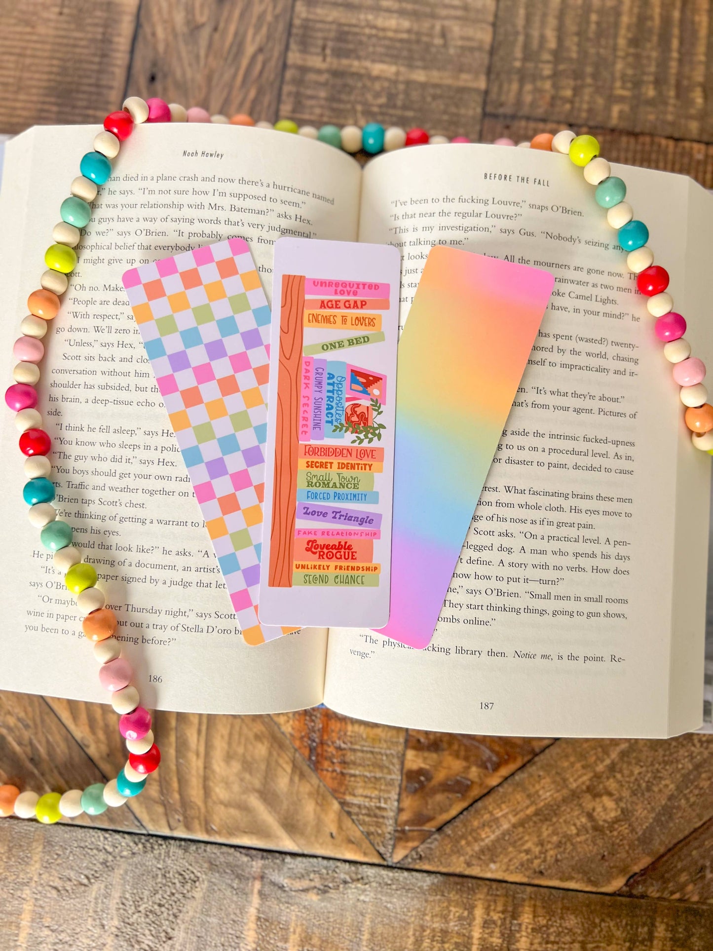 Book Trope Bookshelf Bookmark Set, Warm Tone: Checker / Soft Touch Matte