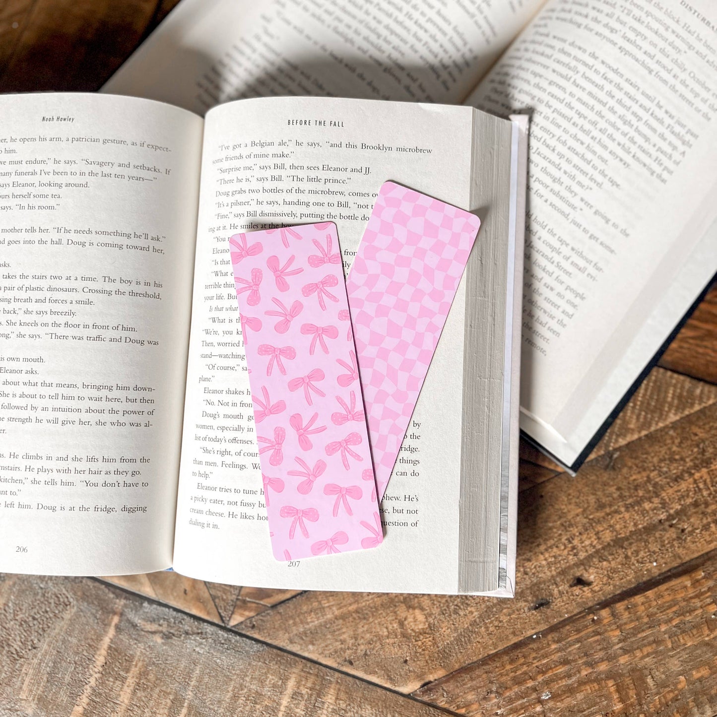 Pink Coquette Bow Bookmark: Checker / Soft Touch Matte