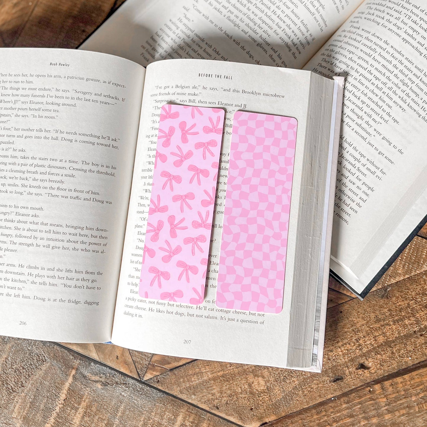 Pink Coquette Bow Bookmark: Checker / Soft Touch Matte