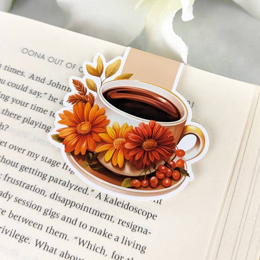 Magnetic Bookmark - Tea Bookmark - Fall bookmark - Autumn